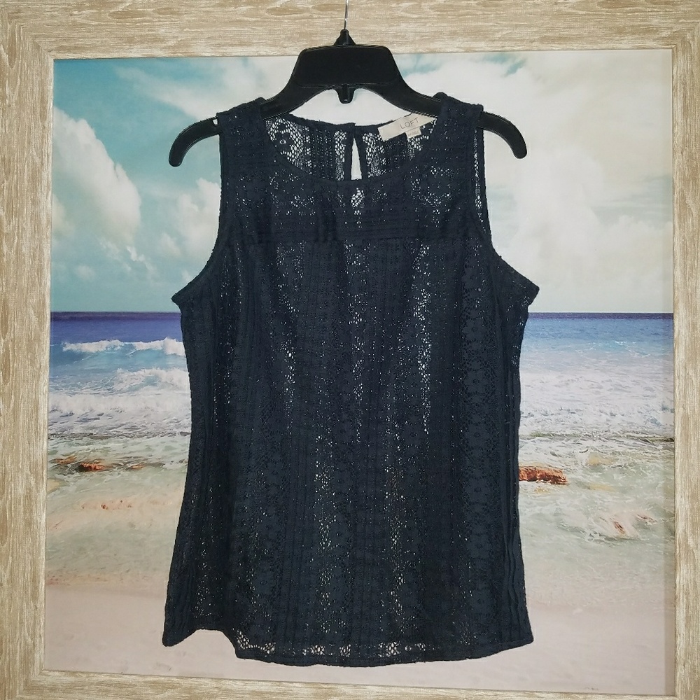 LOFT navy lace top